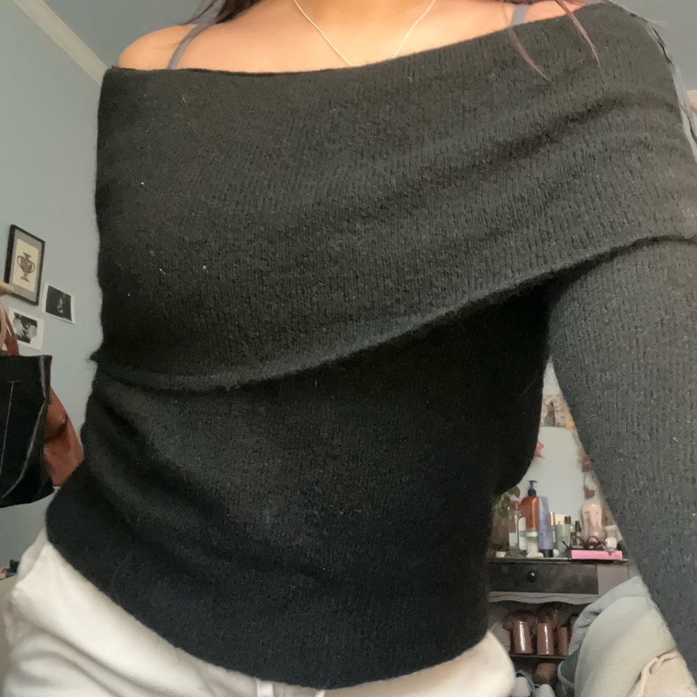 Off-the-Shoulder Black Sweater
